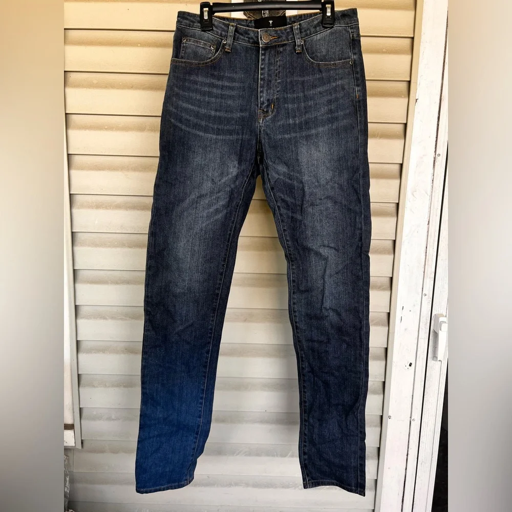 American Tall Jeans Mens Sz  32x37 Carmen Faded Mid Rise Tapered Stretch Denim
